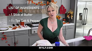 Blonde stepMom Lets StepSon Stuff Her Turkey