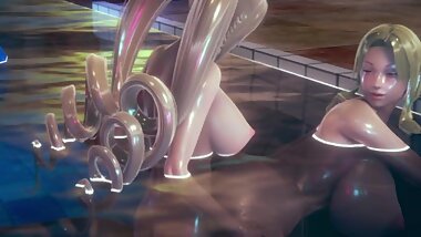 Tsunade is Facked in the Pool by a Twintails Sexy Futa Girl