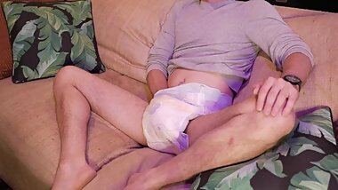 Kinky College Boy Showing off his NEW Diaper and Touching Himself! FULL HD
